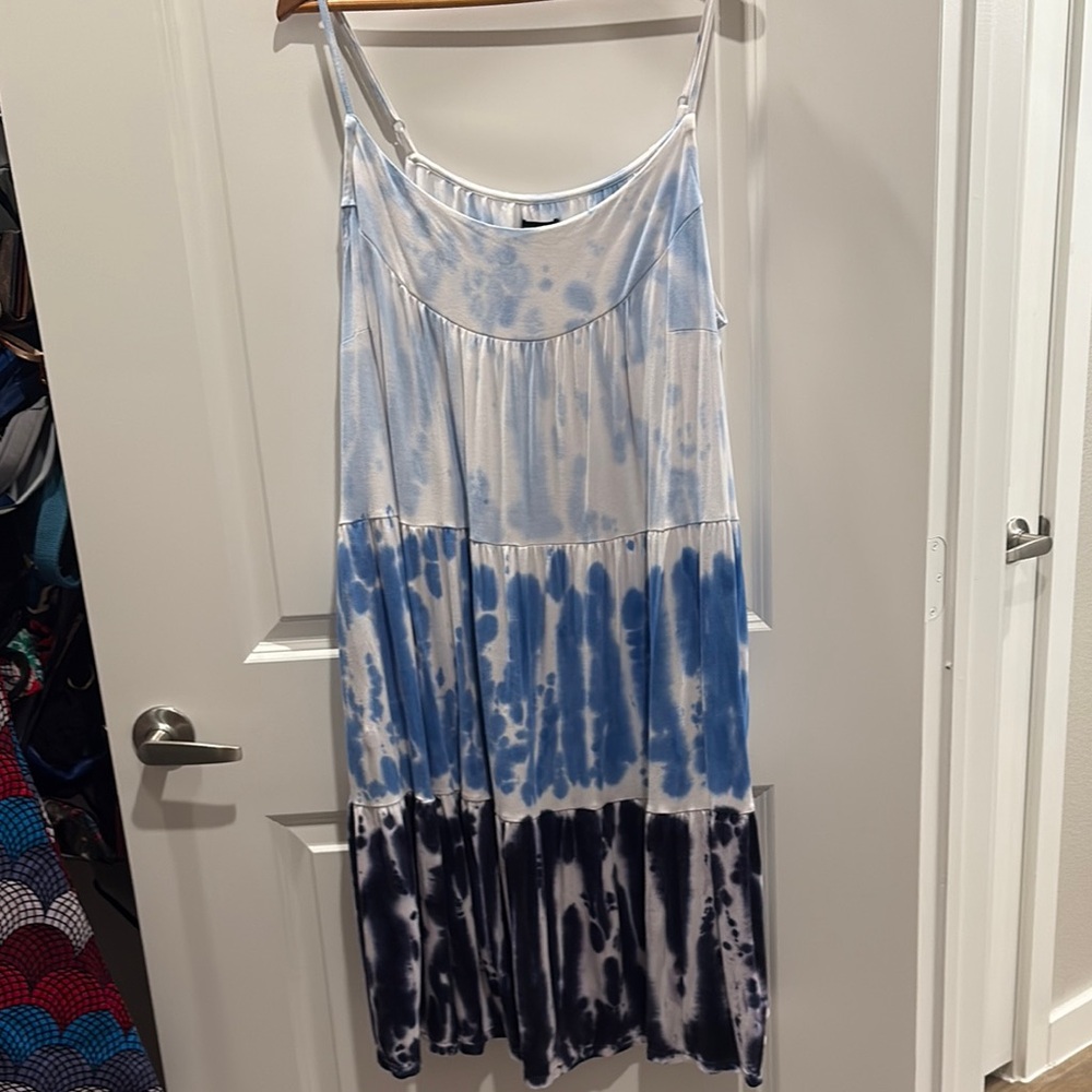 Lane Bryant Light Blue and White Tie-Dye Dress 18/20